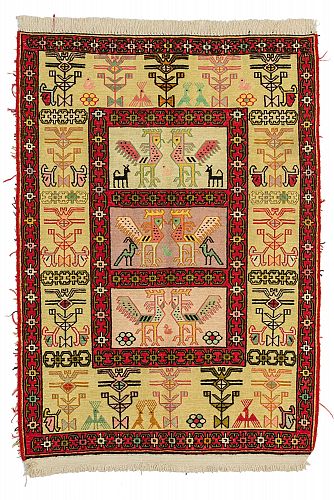 HANDMADE PERSIAN KILIM WOOL-SILK 1,03x0,74 SPECIAL handmade carpet