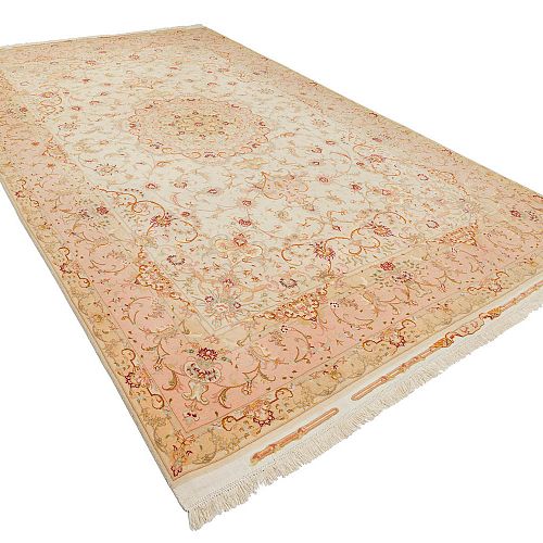 HANDMADE TABRIZ CARPET 70 RAJ WOOL/SILK 3,00X2,00 SIGNED BY OLIJAH