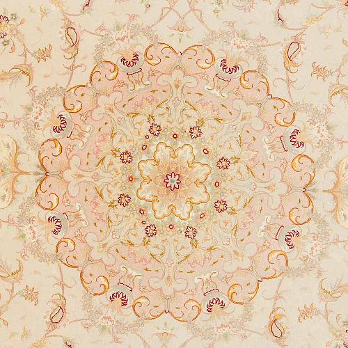 HANDMADE TABRIZ CARPET 70 RAJ WOOL/SILK 3,00X2,00 SIGNED BY OLIJAH