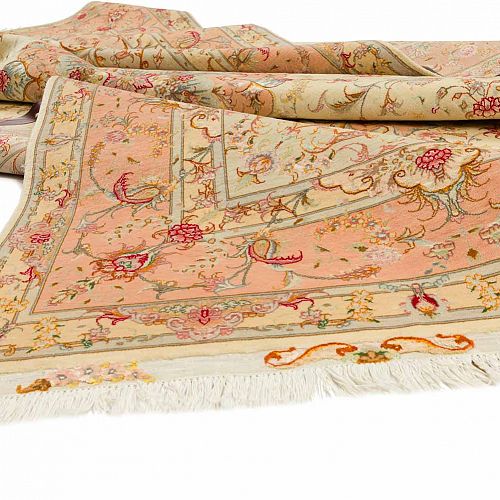 HANDMADE TABRIZ CARPET 70 RAJ WOOL/SILK 3,00X2,00 SIGNED BY OLIJAH