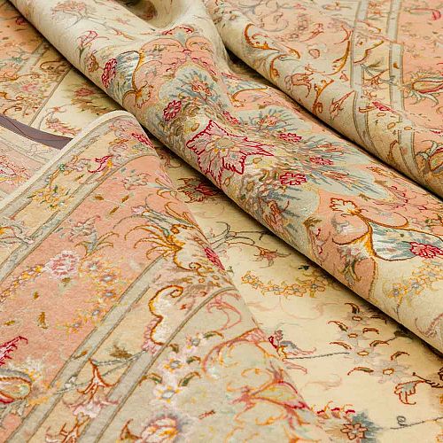HANDMADE TABRIZ CARPET 70 RAJ WOOL/SILK 3,00X2,00 SIGNED BY OLIJAH