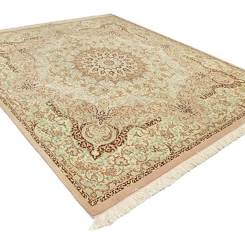 HANDMADE PERSIAN ESFAHAN CARPET 2,43X2,12 SIGNED BY AMINI COLLECTIVE