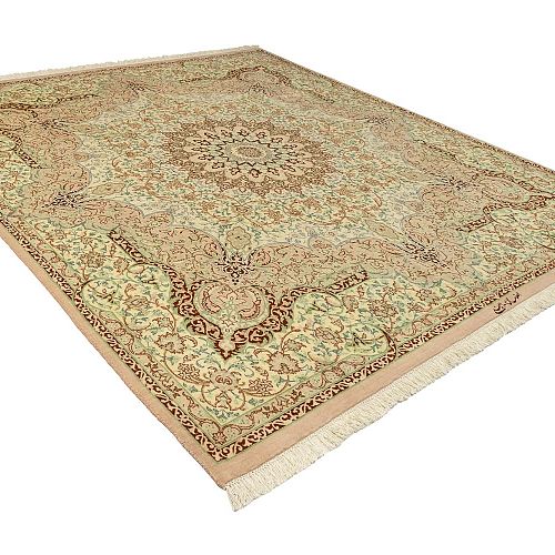 HANDMADE PERSIAN ESFAHAN CARPET 2,43X2,12 SIGNED BY AMINI COLLECTIVE