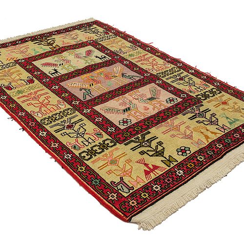 HANDMADE PERSIAN KILIM WOOL-SILK 1,03x0,74 SPECIAL