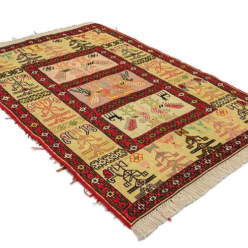 HANDMADE PERSIAN KILIM WOOL-SILK 1,03x0,74 SPECIAL