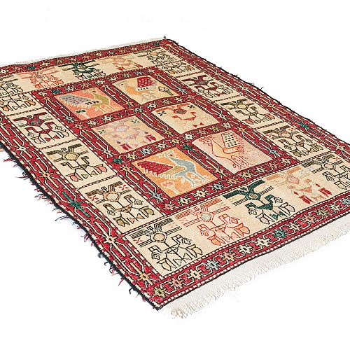 HANDMADE PERSIAN KILIM WOOL-SILK 0,97x0,80 SPECIAL