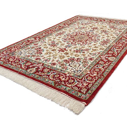 HANDMADE CARPET ESFAHAN WOOL-SILK ON SILK WARP 1,65x1,13