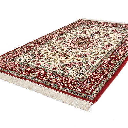 HANDMADE ESFAHAN CARPET WOOL-SILK ON SILK WARP 1,65x1,13