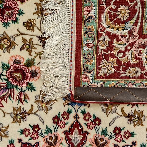 HANDMADE ESFAHAN CARPET WOOL-SILK ON SILK WARP 1,65x1,13