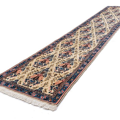 HANDMADE CARPET SAROUGH WOOL-SILK 3,36x0,67