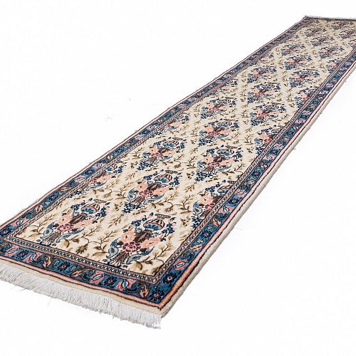 HANDMADE CARPET SAROUGH WOOL-SILK 3,36x0,67