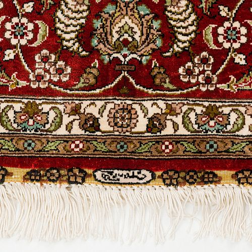 HANDMADE CARPET GOM SILK WITH GOLDEN LEAVES 1,86X1,20 SIGNED