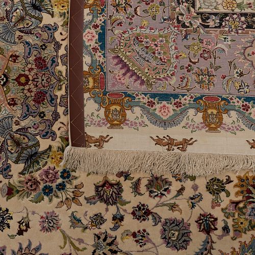 HANDMADE CARPET TABRIZ 60 RAJ WOOL-SILK 3,00X2,00SIGNED BY ABASSI