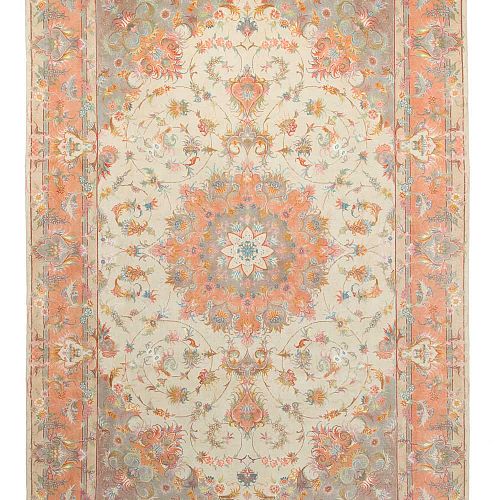 HANDMADE PERSIAN TABRIZ 50 RAJ 3,00X2,00 WOOL-SILK SIGNED