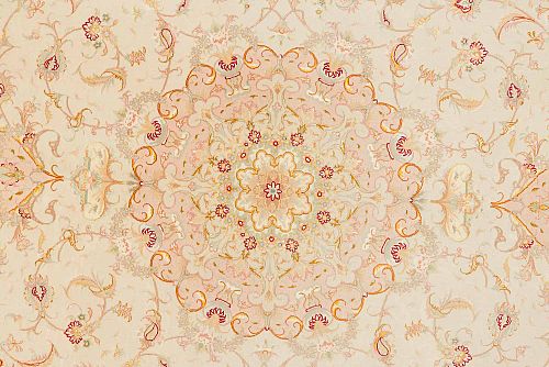 HANDMADE TABRIZ CARPET 70 RAJ WOOL/SILK 3,00X2,00 SIGNED BY OLIJAH