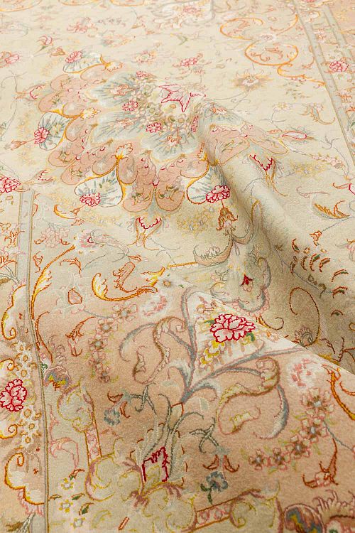 HANDMADE TABRIZ CARPET 70 RAJ WOOL/SILK 3,00X2,00 SIGNED BY OLIJAH