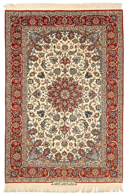 HANDMADE PERSIAN ESFAHAN CARPET 2,20X1,52 SIGNED BY SERAFIAN COLLECTIVE