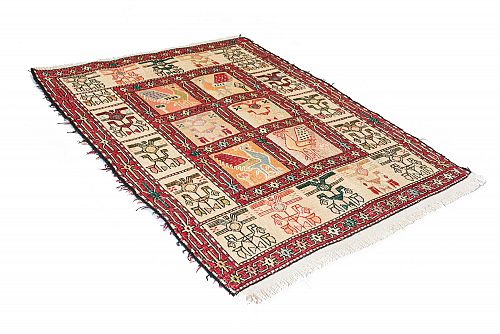 HANDMADE PERSIAN KILIM WOOL-SILK 0,97x0,80 SPECIAL