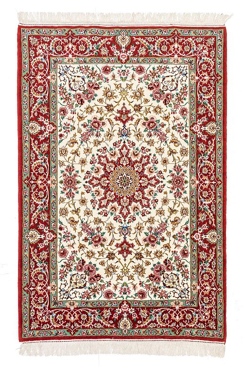 HANDMADE ESFAHAN CARPET WOOL-SILK ON SILK WARP 1,65x1,13