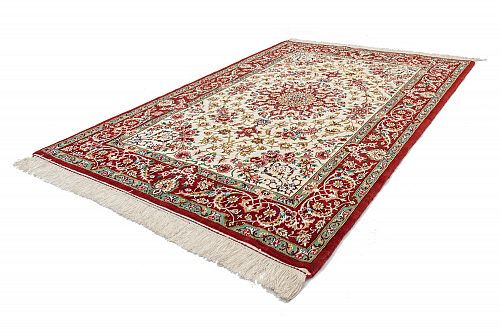 HANDMADE ESFAHAN CARPET WOOL-SILK ON SILK WARP 1,65x1,13