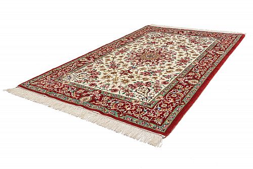 HANDMADE ESFAHAN CARPET WOOL-SILK ON SILK WARP 1,65x1,13