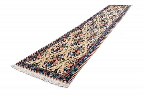 HANDMADE CARPET SAROUGH WOOL-SILK 3,36x0,67