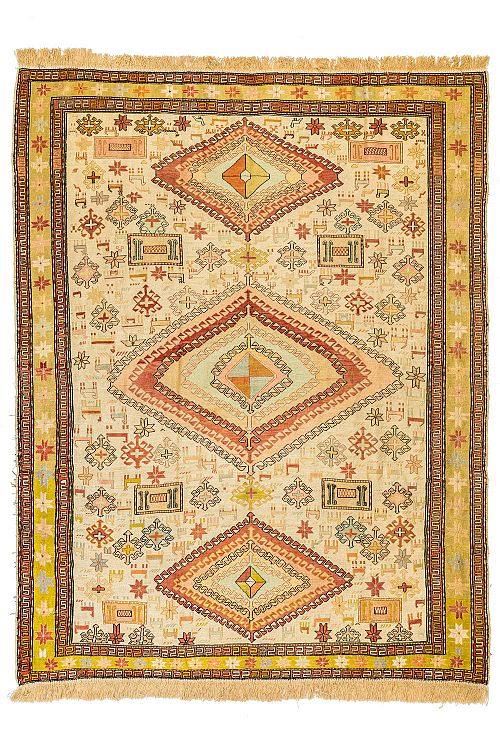 HANDMADE KILIM SUMAK SILK ANTIQUE 1,97x1,49 COLLECTIVE