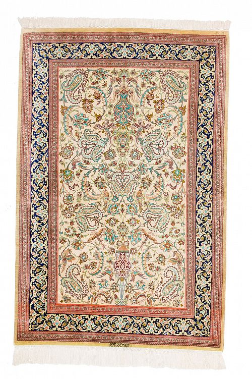 HANDMADE CARPET GOM SILK 1,50X1,00 SIGNED BY KATHADAI