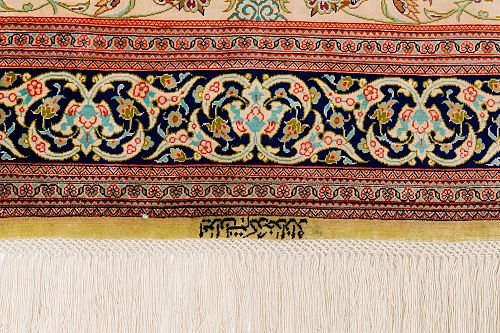 HANDMADE CARPET GOM SILK 1,50X1,00 SIGNED BY KATHADAI