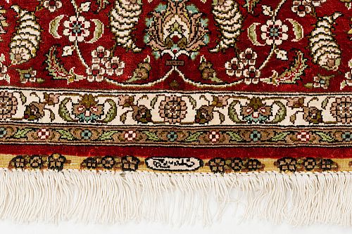 HANDMADE CARPET GOM SILK WITH GOLDEN LEAVES 1,86X1,20 SIGNED
