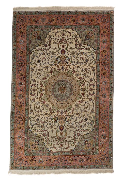 HANDMADE PERSIAN TABRIZ 60 RAJ WOOL-SILK 3,15X2,00 COLLECTIVE (SET OF 2 PIECES)