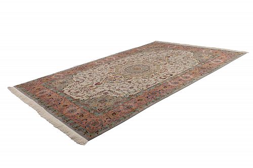 HANDMADE PERSIAN TABRIZ 60 RAJ WOOL-SILK 3,15X2,00 COLLECTIVE (SET OF 2 PIECES)