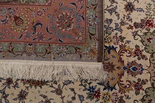 HANDMADE PERSIAN TABRIZ 60 RAJ WOOL-SILK 3,15X2,00 COLLECTIVE (SET OF 2 PIECES)