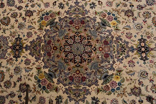 HANDMADE CARPET TABRIZ 60 RAJ WOOL-SILK 3,00X2,00SIGNED BY ABASSI