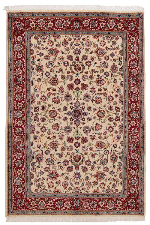 HANDMADE PERSIAN MASHHAD CARPET WOOL-SILK 2,87X1,97