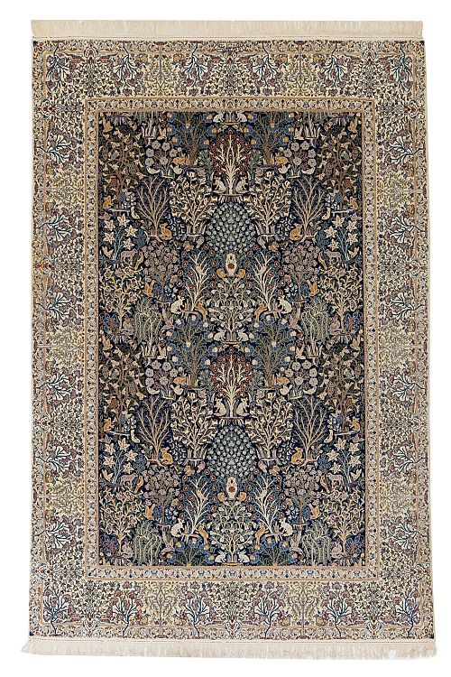 HANDMADE CARPET NAIN 6La  WOOL-SILK ON SILK WARP 3,00X2,00 COLLECTIVE SIGNED BY SAFAI