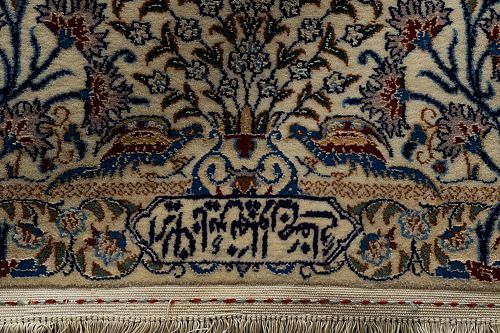 HANDMADE CARPET NAIN 6La  WOOL-SILK ON SILK WARP 3,00X2,00 COLLECTIVE SIGNED BY SAFAI