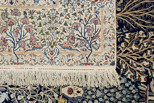 HANDMADE CARPET NAIN 6La  WOOL-SILK ON SILK WARP 3,00X2,00 COLLECTIVE SIGNED BY SAFAI