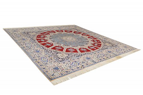 HANDMADE CARPET NAIN GOMBAT WOOL-SILK 3,04X2,95