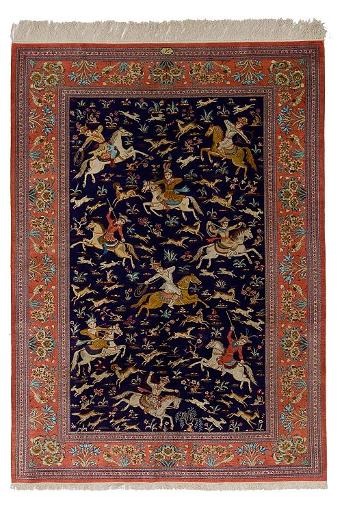 HANDMADE CARPET GOM SILK  1,98X1,47 SIGNED BY NAINI