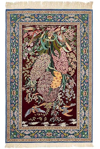 ΧΕΙΡΟΠΟΙΗΤΟ ΧΑΛΙ ESFAHAN ΠΕΡΣΙΚΟ ΕΠΙΤΟΙΧΙΟ 1,90X1,27 ΜΕ ΥΠΟΓΡΑΦΗ 'HOSSEIN NASIR'' ΣΥΛΛΕΚΤΙΚΟ Χειροποίητο χαλί